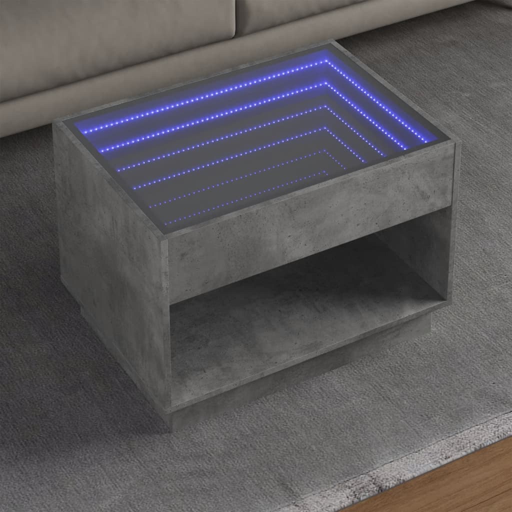 Stolić s beskonačnim LED siva boja betona 70x50x50 cm