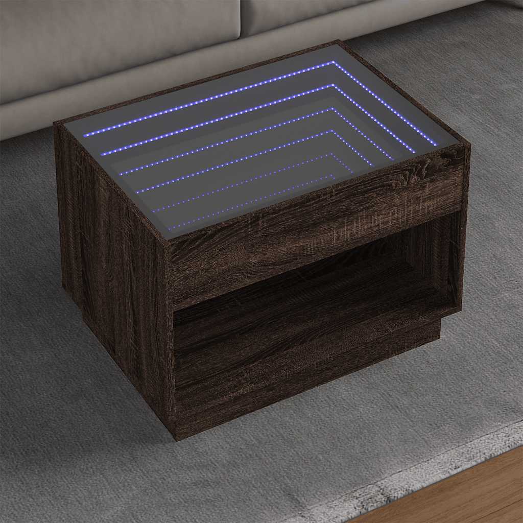 Stolić s beskonačnim LED svjetlima boja hrasta 70x50x50 cm