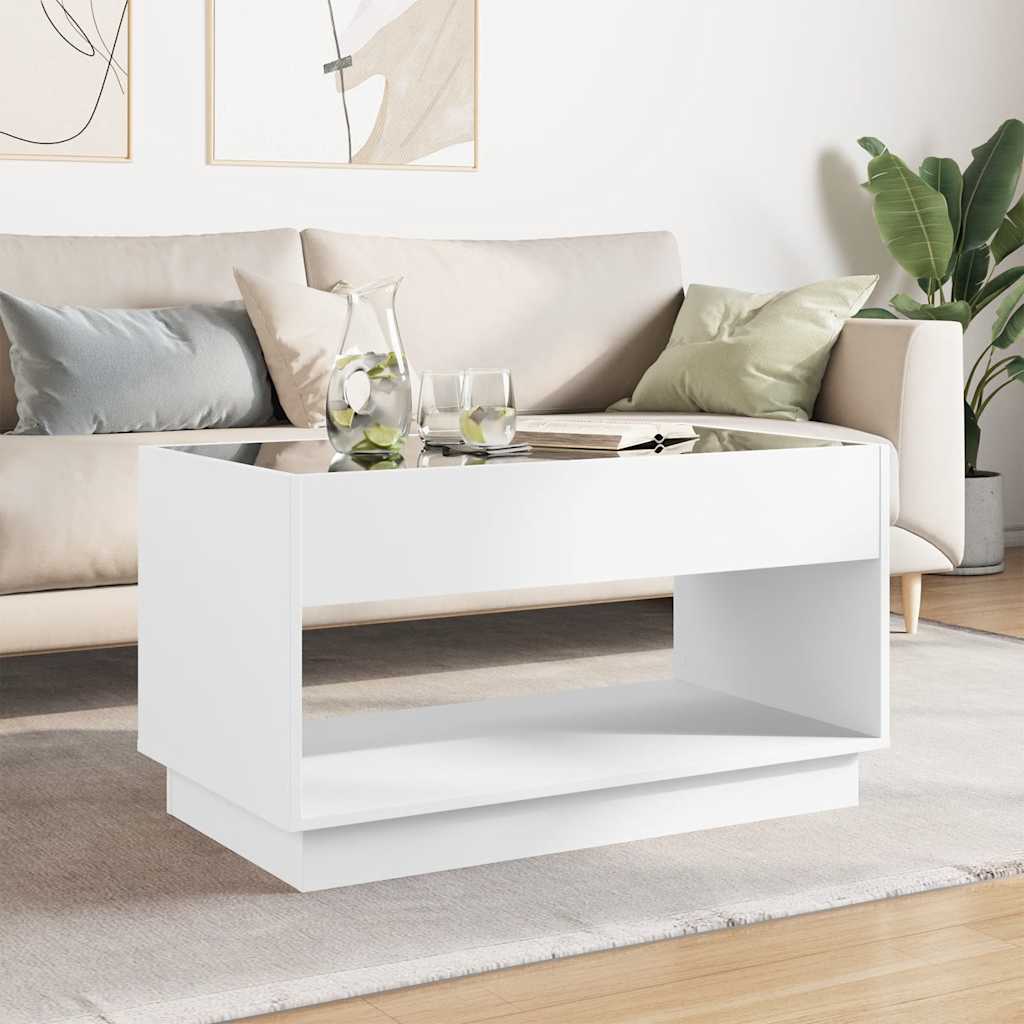Stolić za kavu s beskonačnim LED svjetlima bijeli 90x50x50 cm