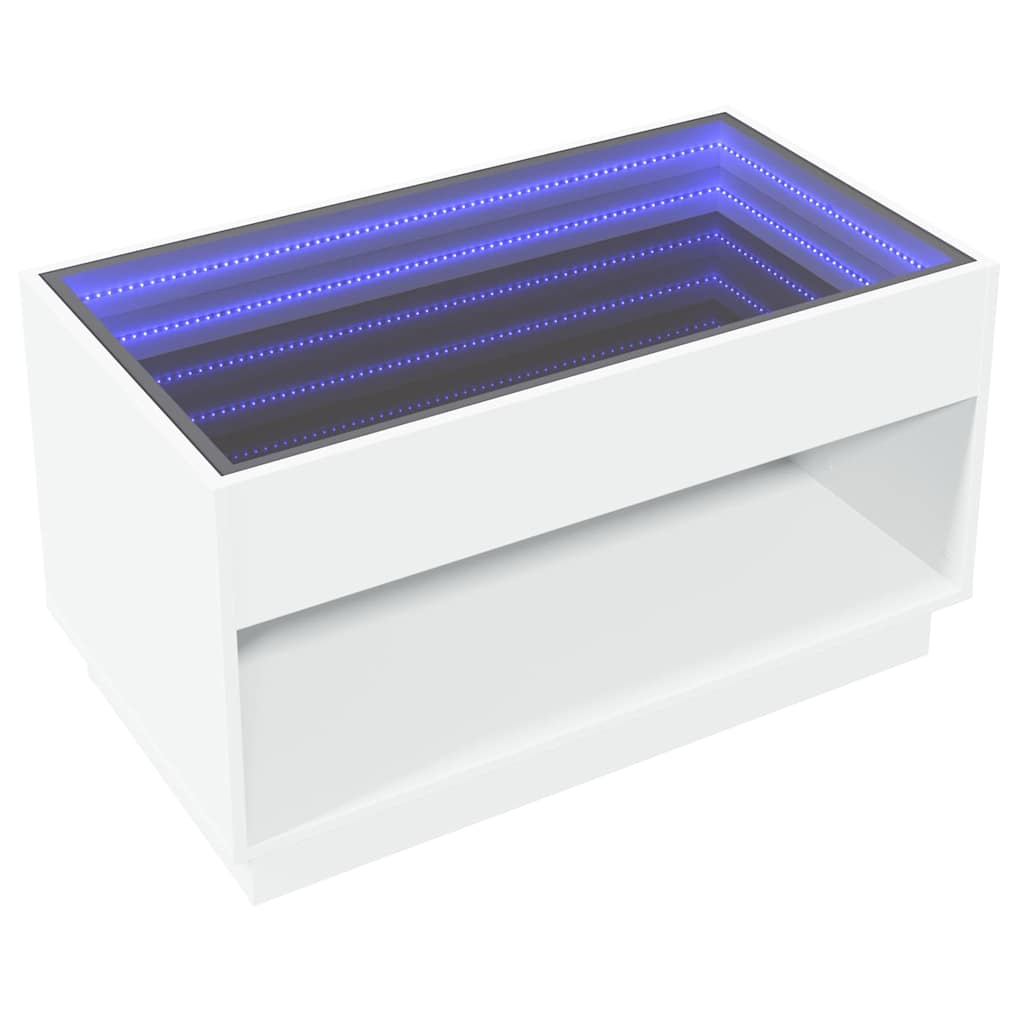 Stolić za kavu s beskonačnim LED svjetlima bijeli 90x50x50 cm