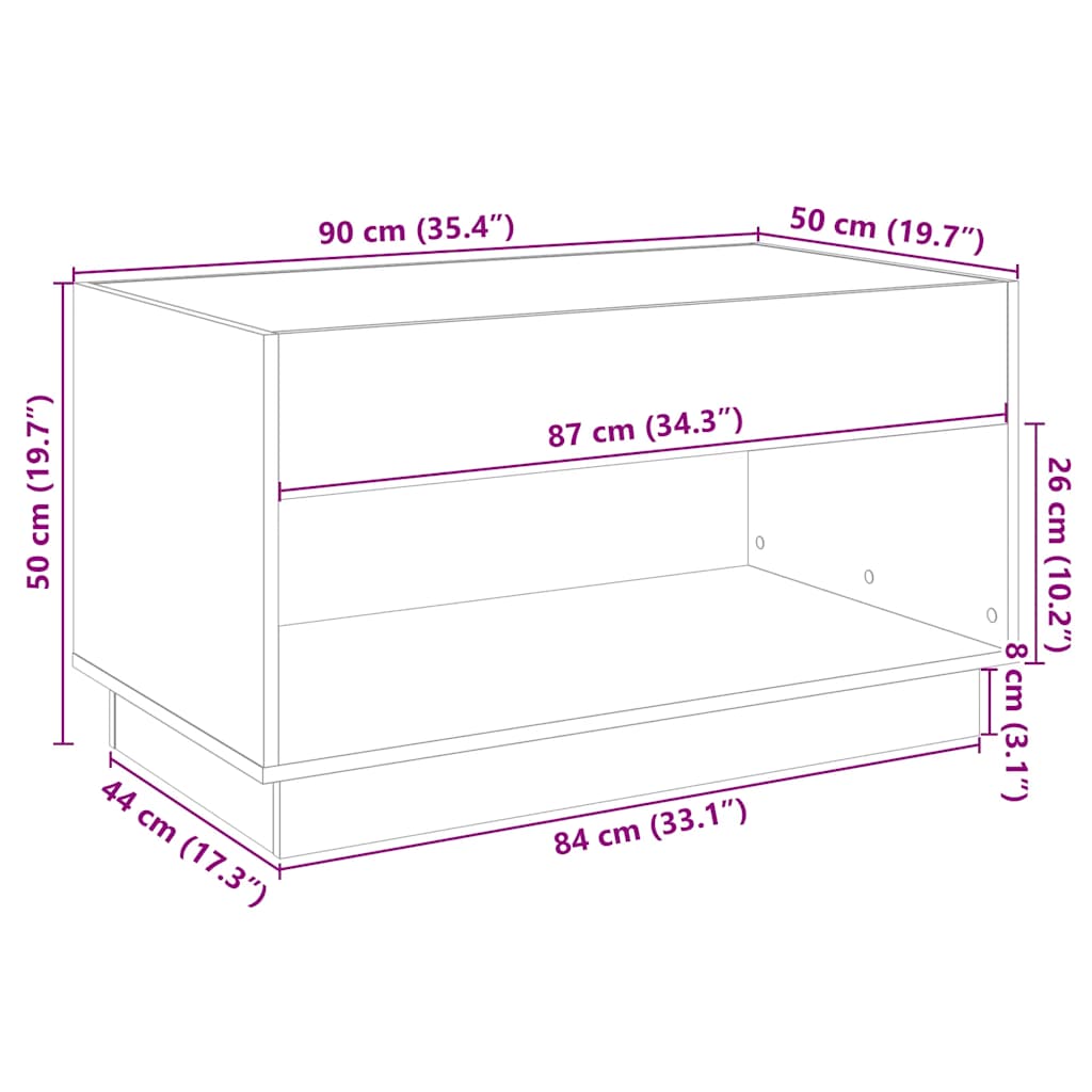 Stolić s beskonačnim LED svjetlima boja hrasta 90x50x50 cm