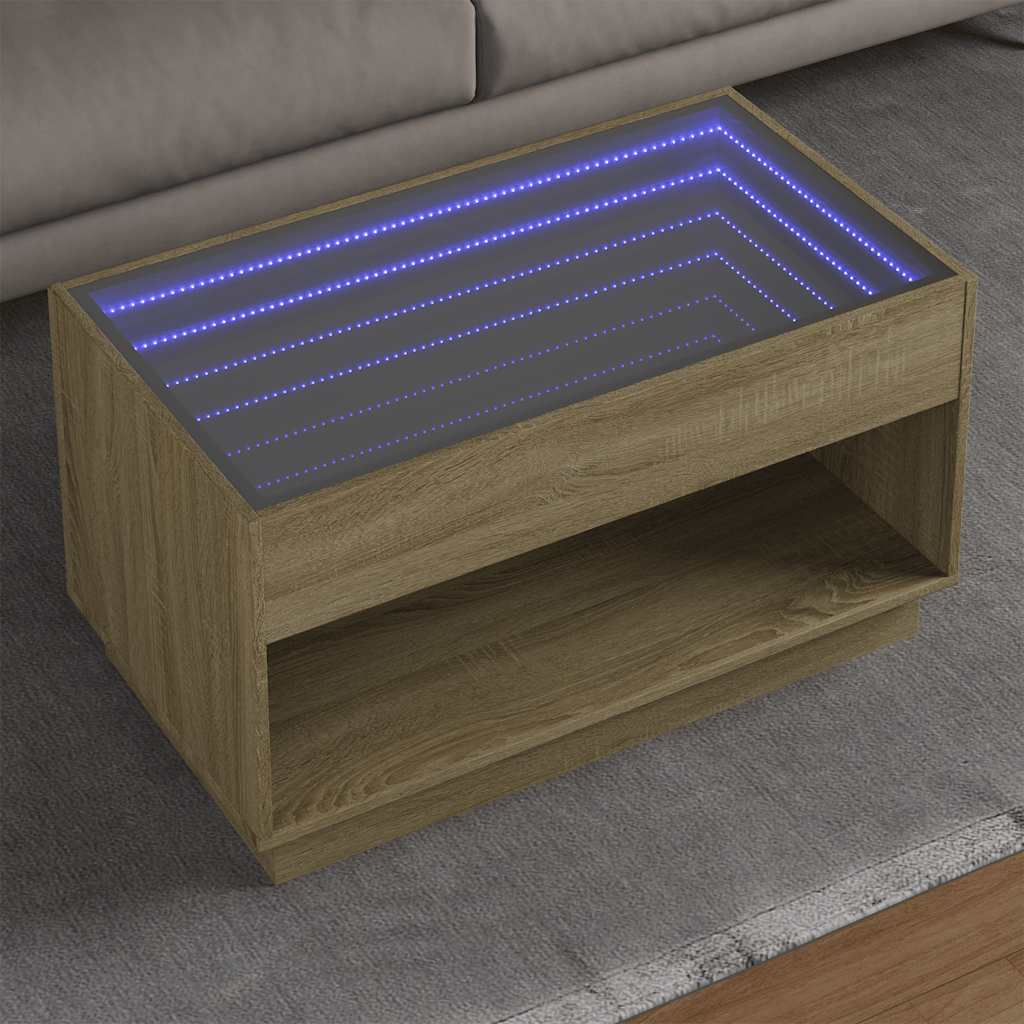 Stolić s beskonačnim LED svjetlima boja hrasta 90x50x50 cm