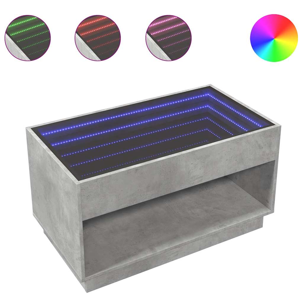 Stolić s beskonačnim LED siva boja betona 90x50x50 cm