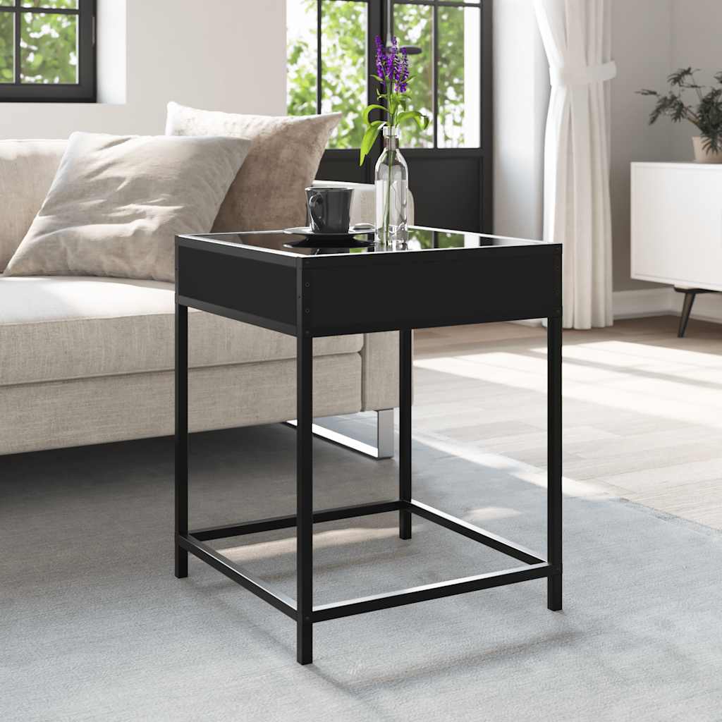 Stolić za kavu s beskonačnim LED svjetlima crni 40 x 40 x 51 cm