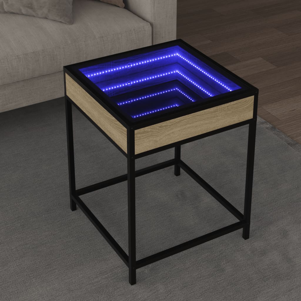 Stolić s beskonačnim LED svjetlima boja hrasta 40 x 40 x 51 cm