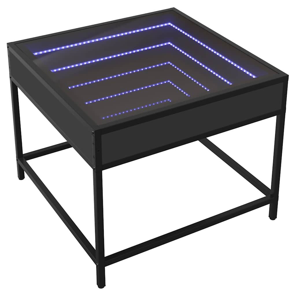 Stolić za kavu s beskonačnim LED svjetlima crni 50x50x41 cm