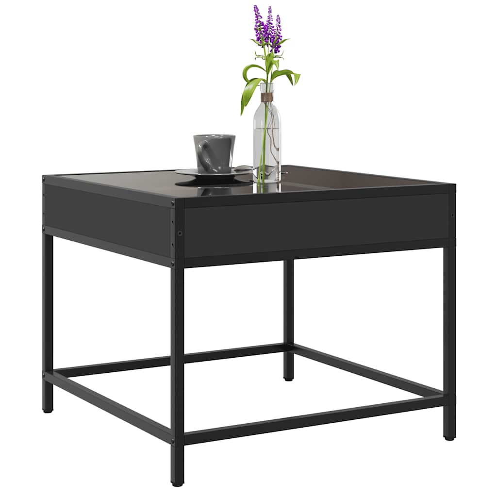 Stolić za kavu s beskonačnim LED svjetlima crni 50x50x41 cm