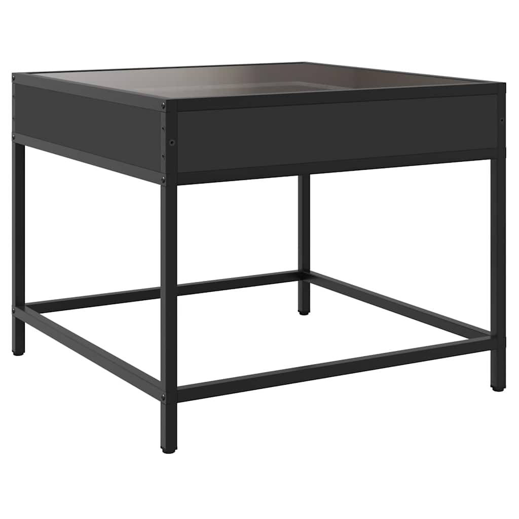 Stolić za kavu s beskonačnim LED svjetlima crni 50x50x41 cm