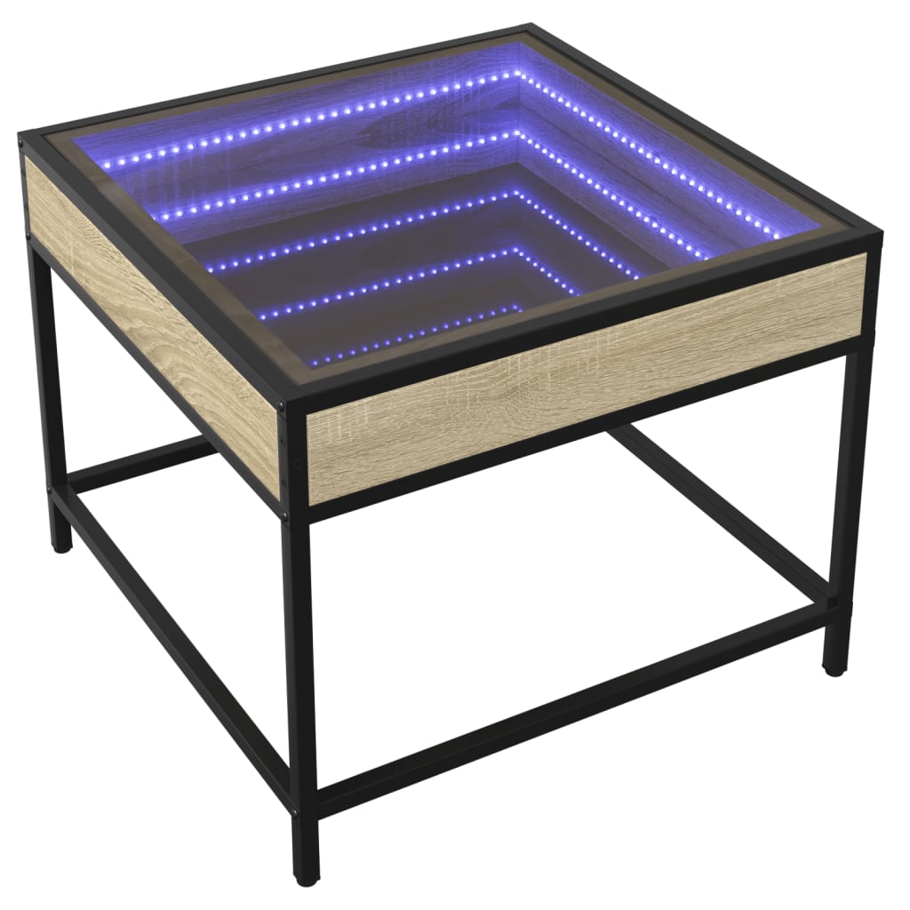 Stolić s beskonačnim LED svjetlima boja hrasta 50x50x41 cm