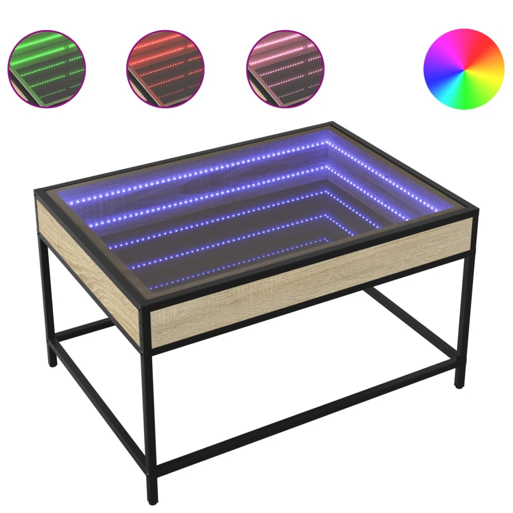 Stolić s beskonačnim LED svjetlima boja hrasta 70 x 50 x 41 cm