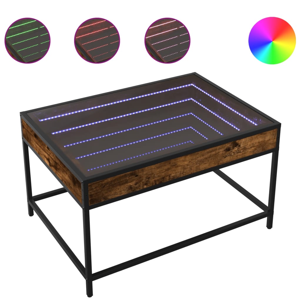 Stolić s beskonačnim LED svjetlima boja hrasta 70x50x41 cm