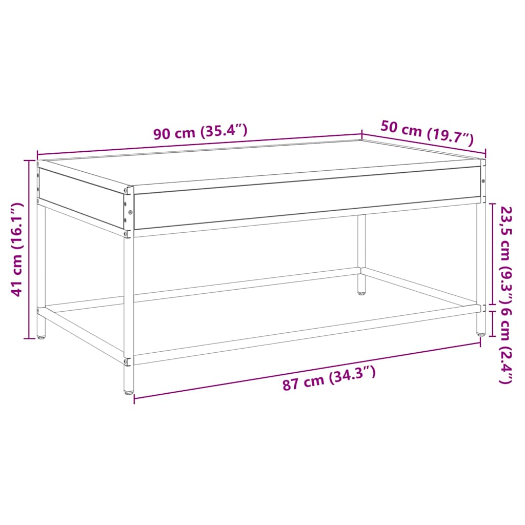 Stolić za kavu s beskonačnim LED svjetlima crni 90x50x41 cm