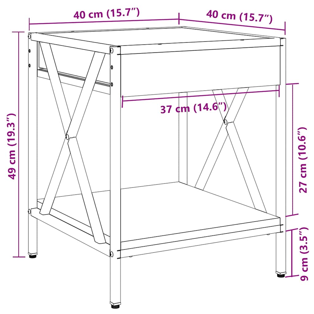 Stolić za kavu s beskonačnim LED svjetlima crni 40x40x49 cm