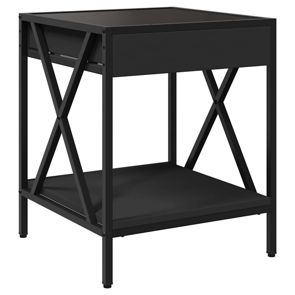 Stolić za kavu s beskonačnim LED svjetlima crni 40x40x49 cm