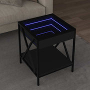 Stolić za kavu s beskonačnim LED svjetlima crni 40x40x49 cm