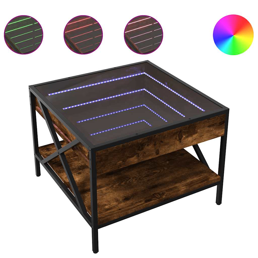 Stolić s beskonačnim LED svjetlima boja hrasta 50x50x38 cm