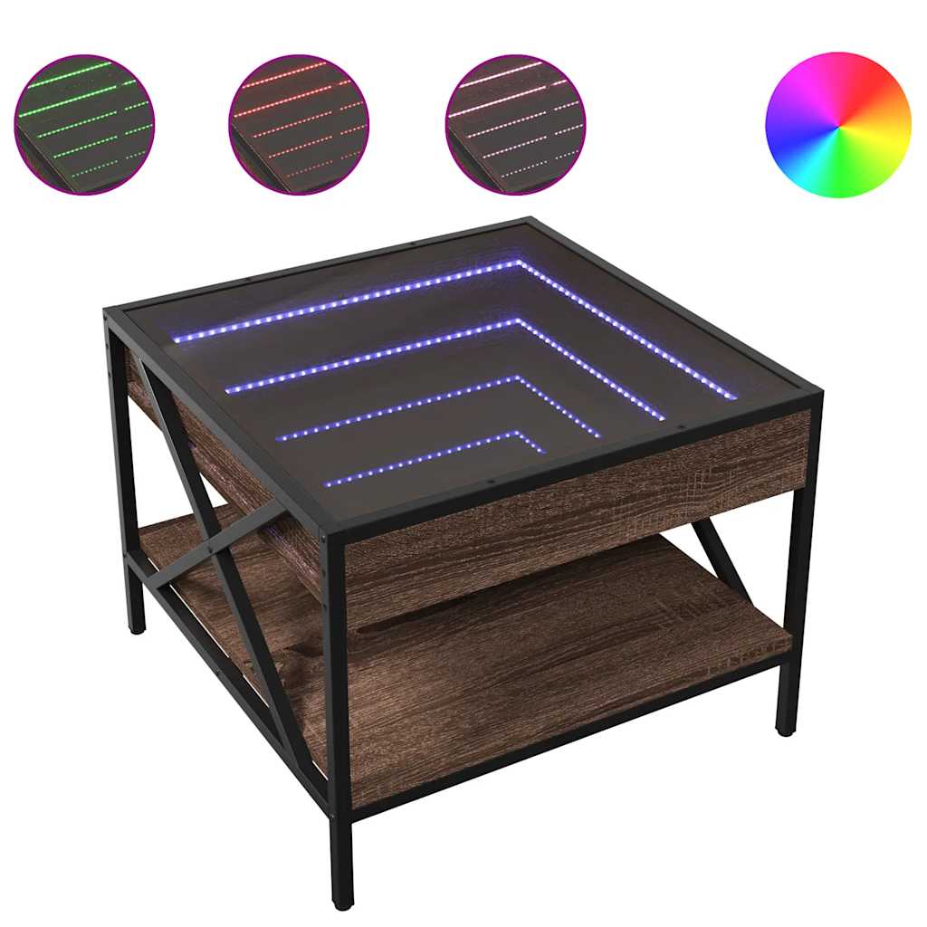 Stolić s beskonačnim LED svjetlima boja hrasta 50x50x38 cm