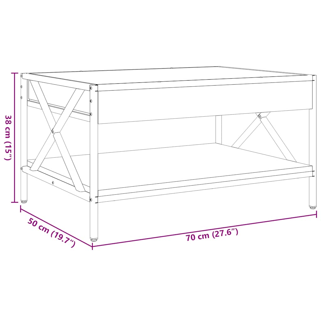 Stolić za kavu s beskonačnim LED svjetlima crni 70x50x38 cm
