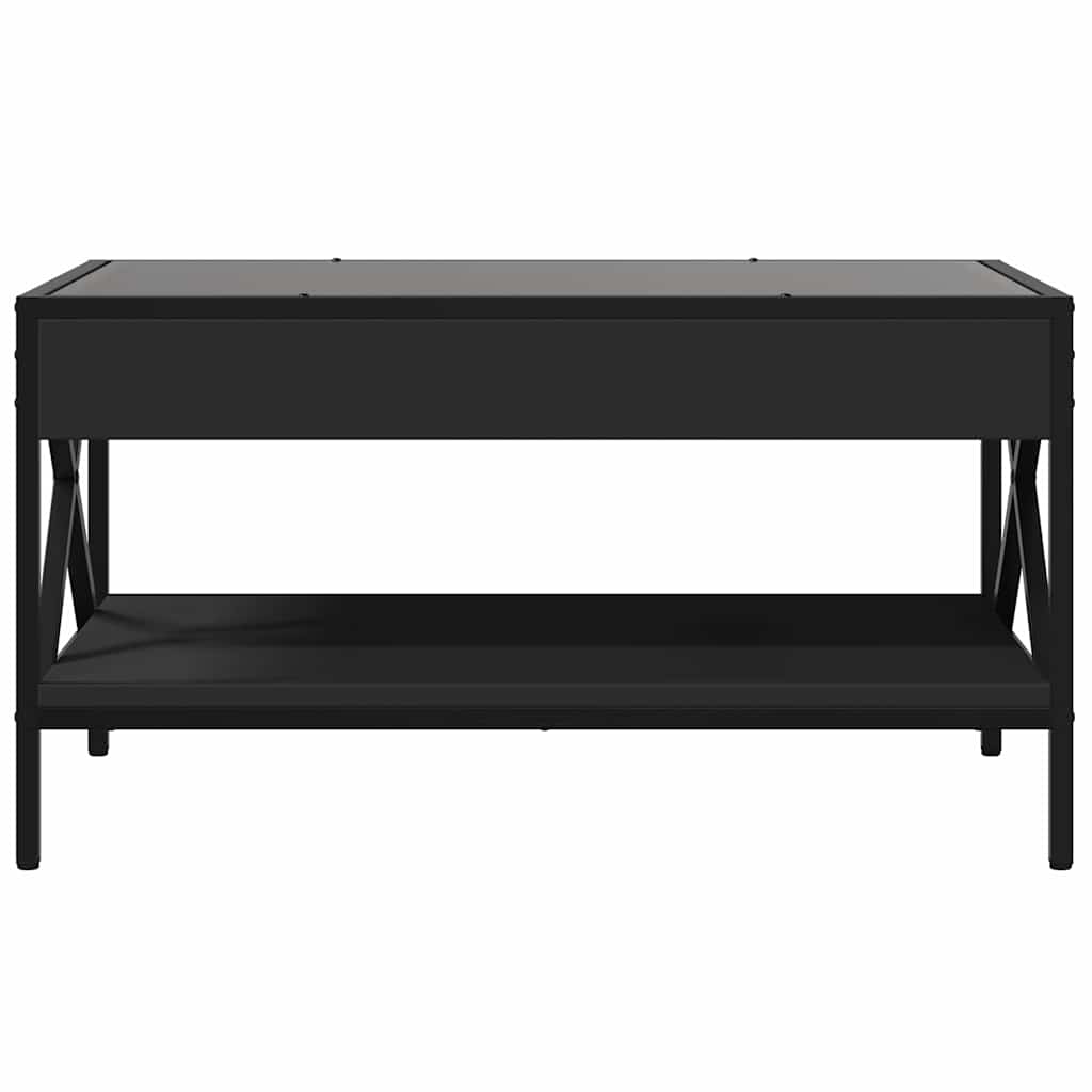 Stolić za kavu s beskonačnim LED svjetlima crni 70x50x38 cm