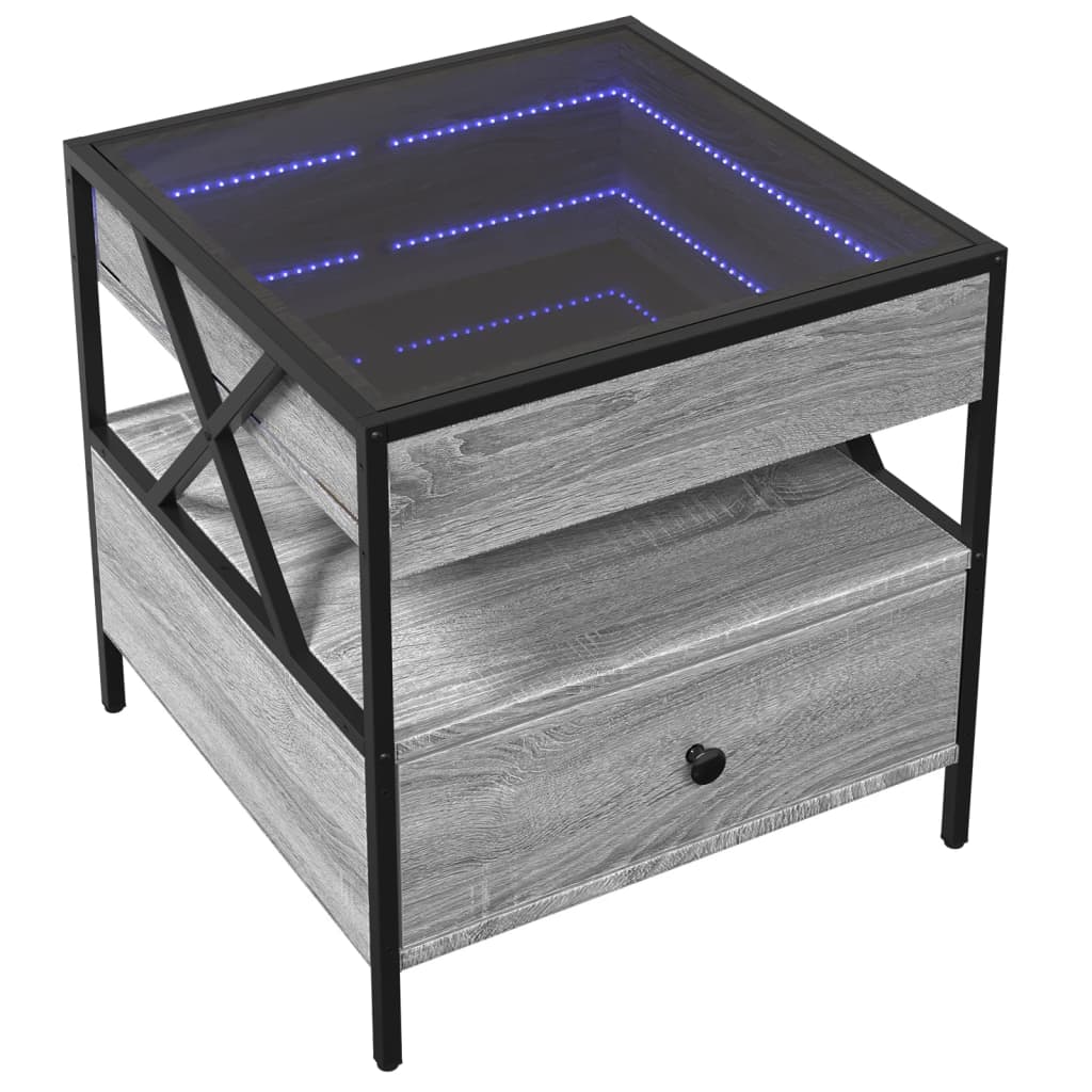 Stolić s beskonačnim LED svjetlima boja hrasta 50x50x51 cm