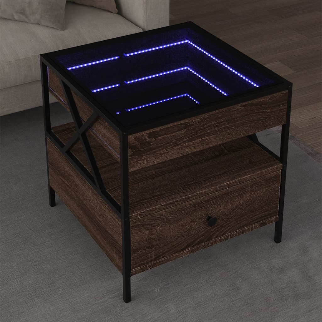 Stolić s beskonačnim LED svjetlima boja hrasta 50x50x51 cm