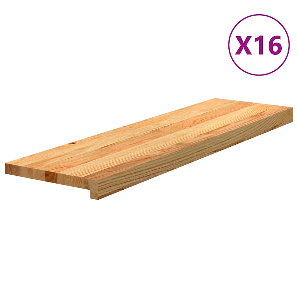 Gazišta stepenice 16 kom svjetlosmeđi 90x30x2 cm masivna hrast