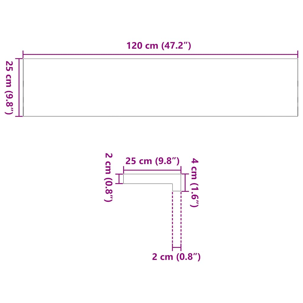 Gazišta stepenice 4 kom tamnosmeđi 120x25x2 cm masivna hrast