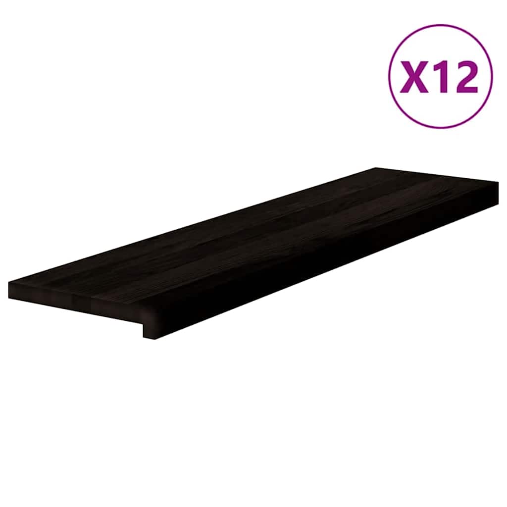 Gazišta stepenice 12 kom tamnosmeđi 100x25x2 cm masivna hrast