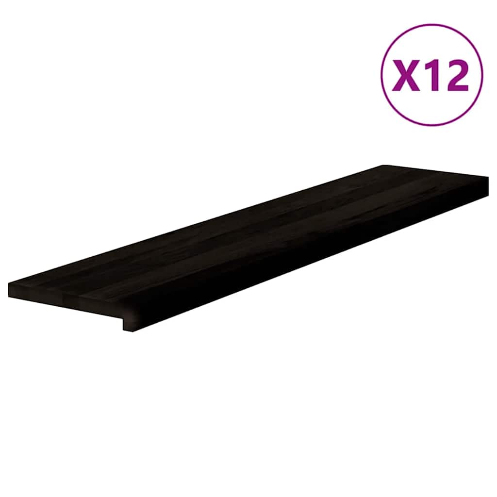 Gazišta stepenice 12 kom tamnosmeđi 120x25x2 cm masivna hrast