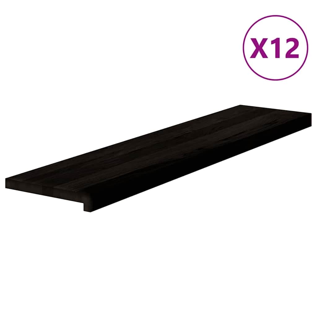 Gazišta stepenice 12 kom tamnosmeđi 110x30x2 cm masivna hrast