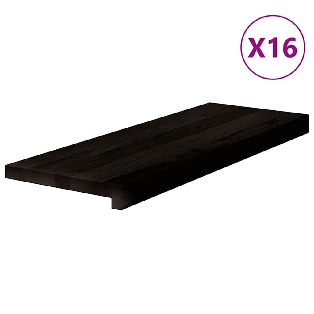 Gazišta stepenice 16 kom tamnosmeđi 70x25x2 cm masivna hrast