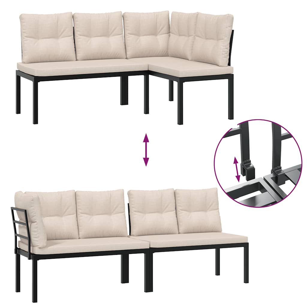 5-dijelni set vrtnih sofa s jastucima čelik obložen prahom crni