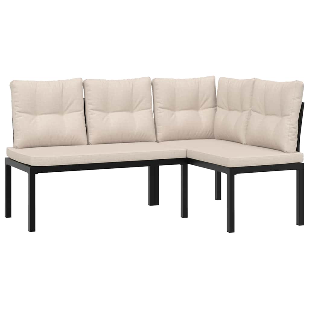 4-dijelni set vrtnih sofa s jastucima čelik obložen prahom crni