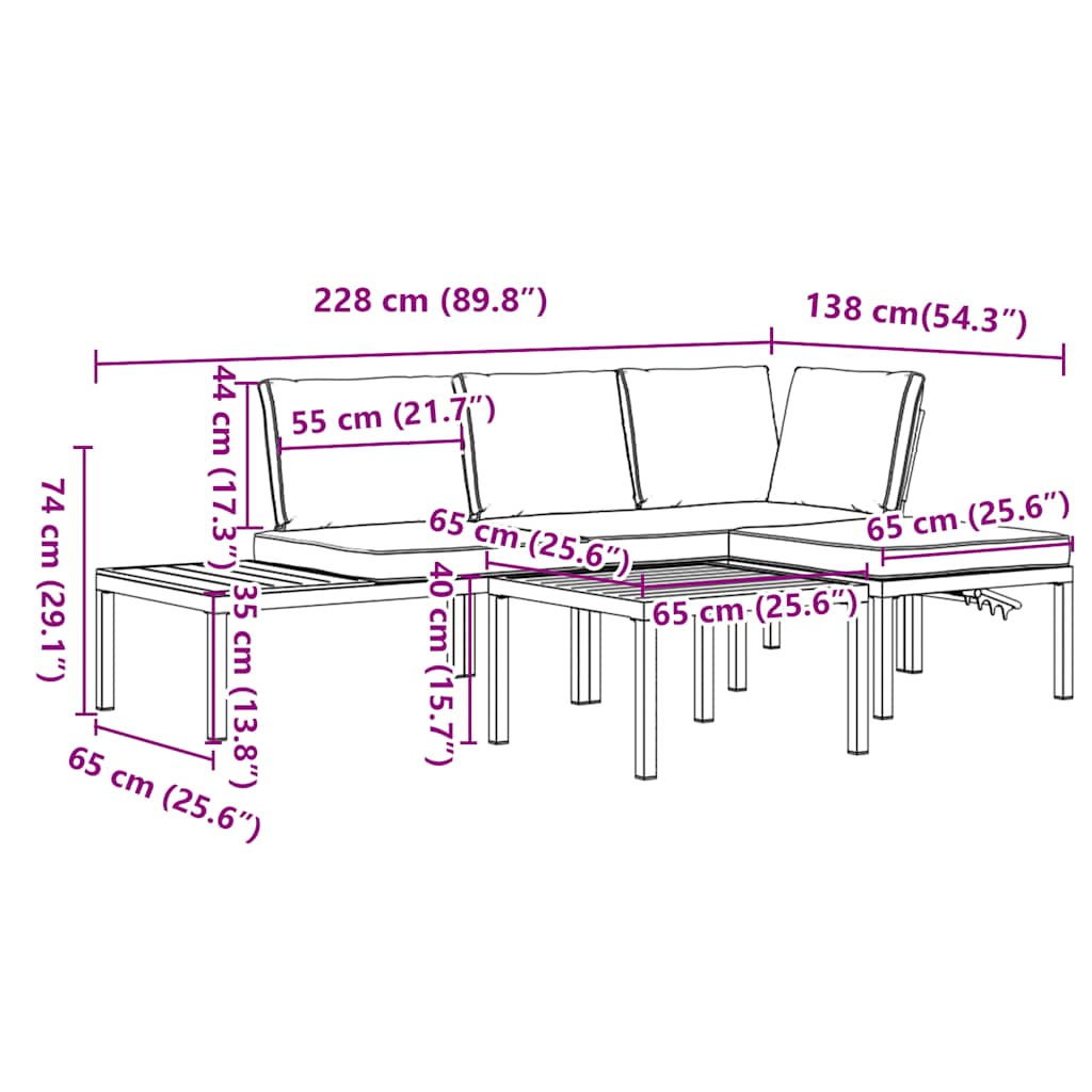 4-dijelni set vrtnih sofa s jastucima crni aluminijski