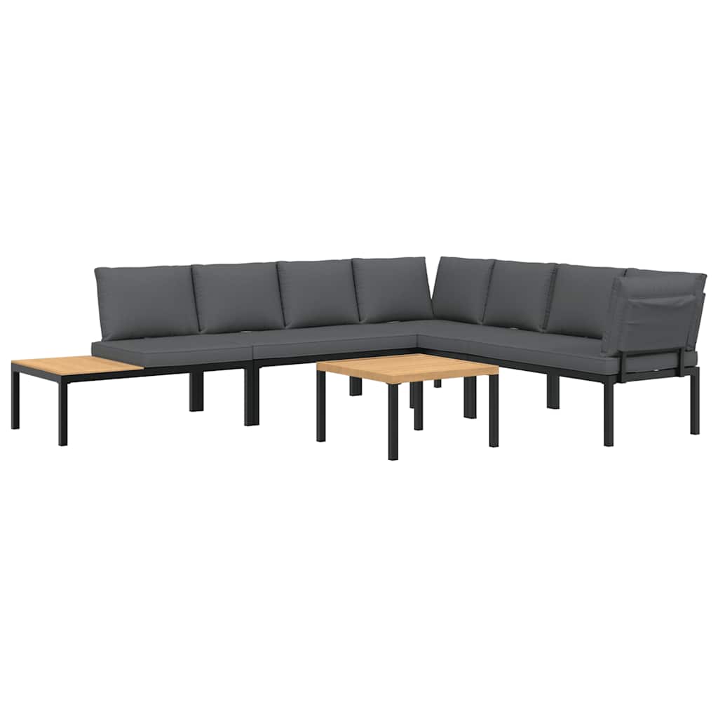 5-dijelni set vrtnih sofa s jastucima crni aluminijski