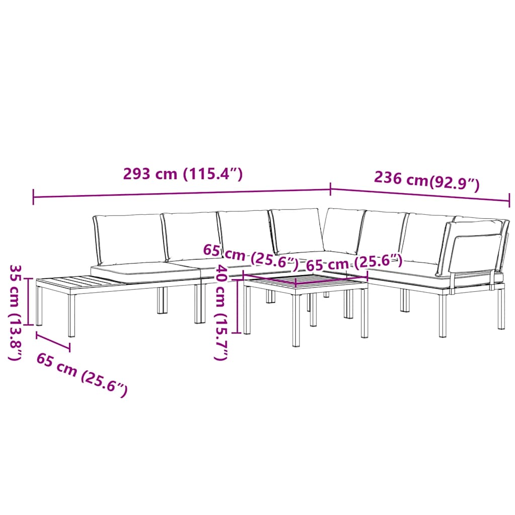 5-dijelni set vrtnih sofa s jastucima crni aluminijski