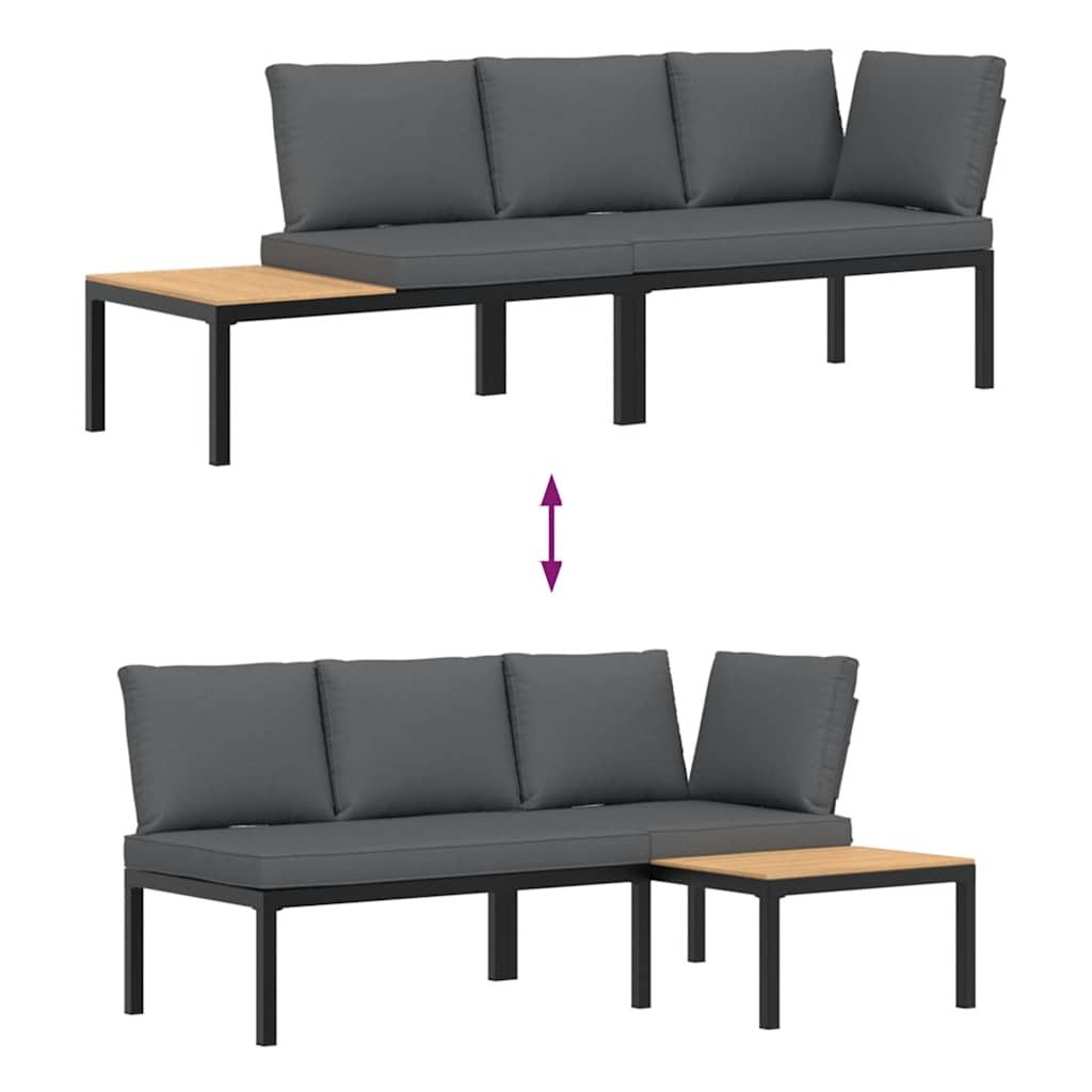 2-dijelni set vrtnih sofa s jastucima crni aluminijski