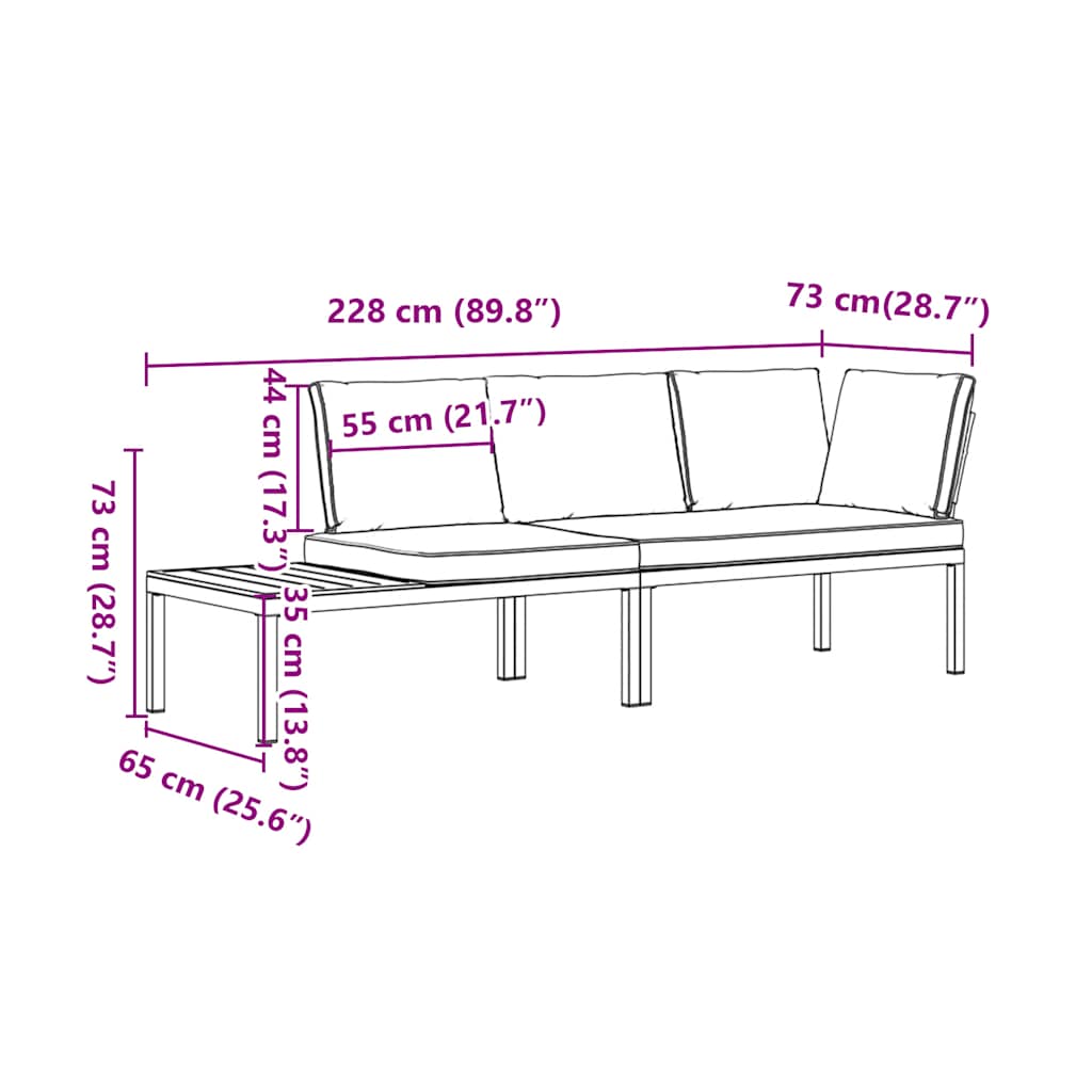 2-dijelni set vrtnih sofa s jastucima crni aluminijski
