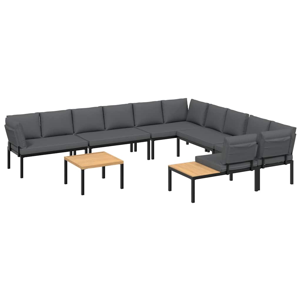 7-dijelni set vrtnih sofa s jastucima crni aluminijski