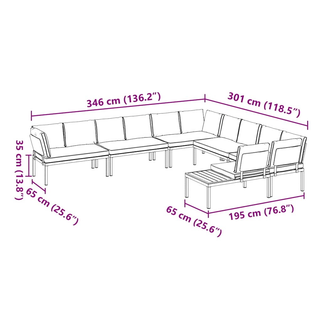 6-dijelni set vrtnih sofa s jastucima crni aluminijski