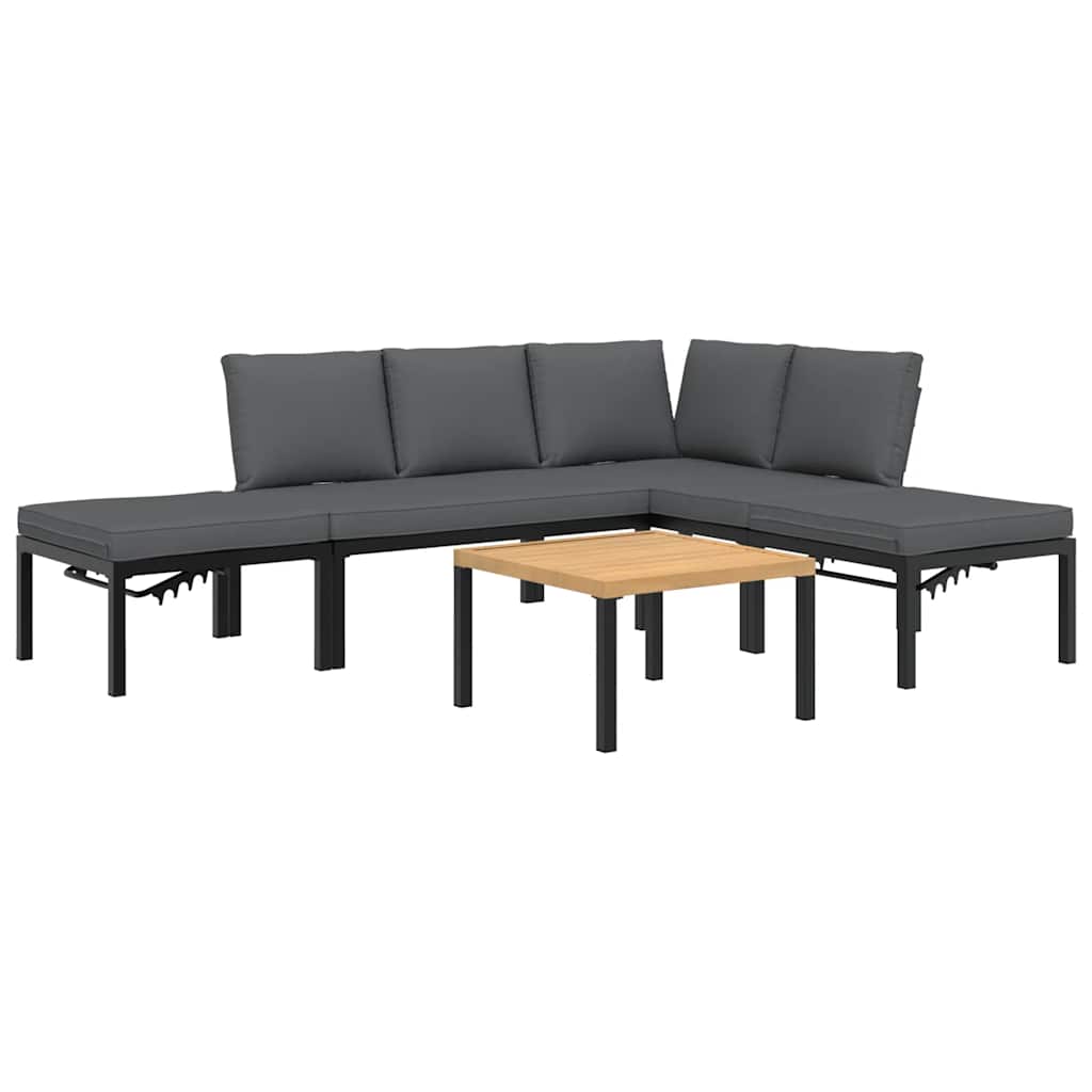 5-dijelni set vrtnih sofa s jastucima crni aluminijski