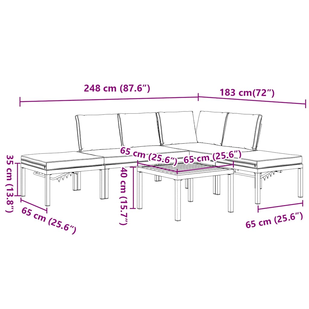 5-dijelni set vrtnih sofa s jastucima crni aluminijski