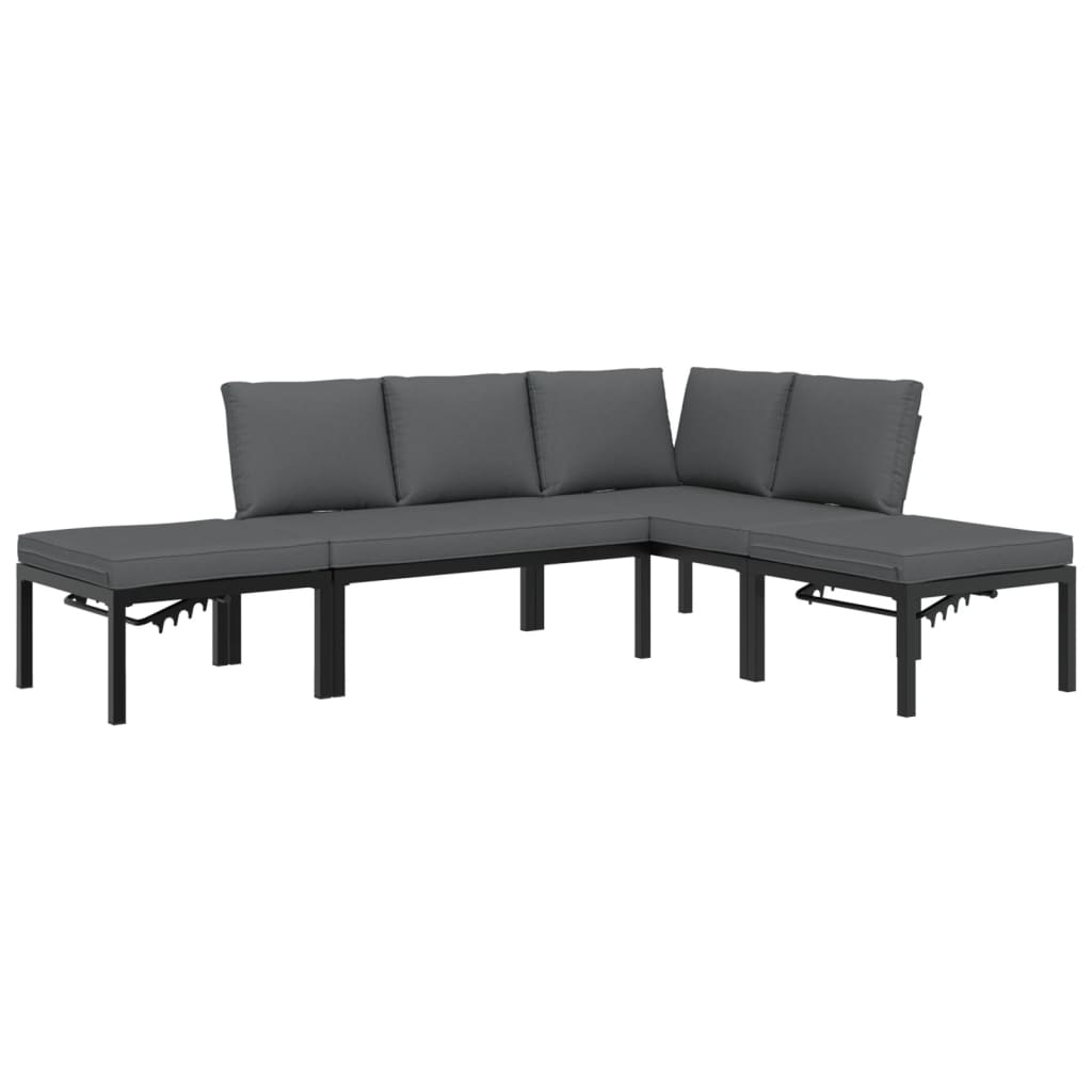 4-dijelni set vrtnih sofa s jastucima crni aluminijski