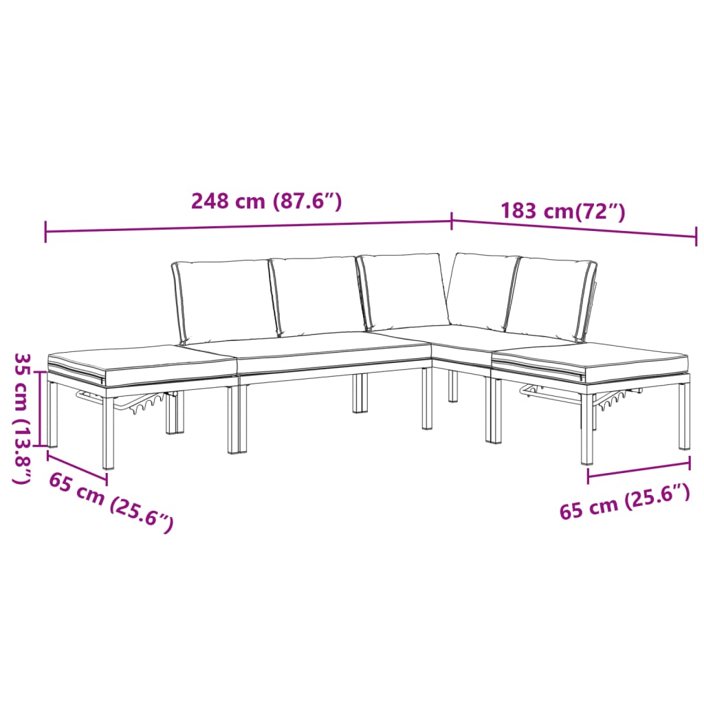 4-dijelni set vrtnih sofa s jastucima crni aluminijski