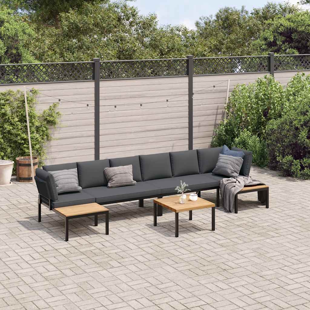 5-dijelni set vrtnih sofa s jastucima crni aluminijski