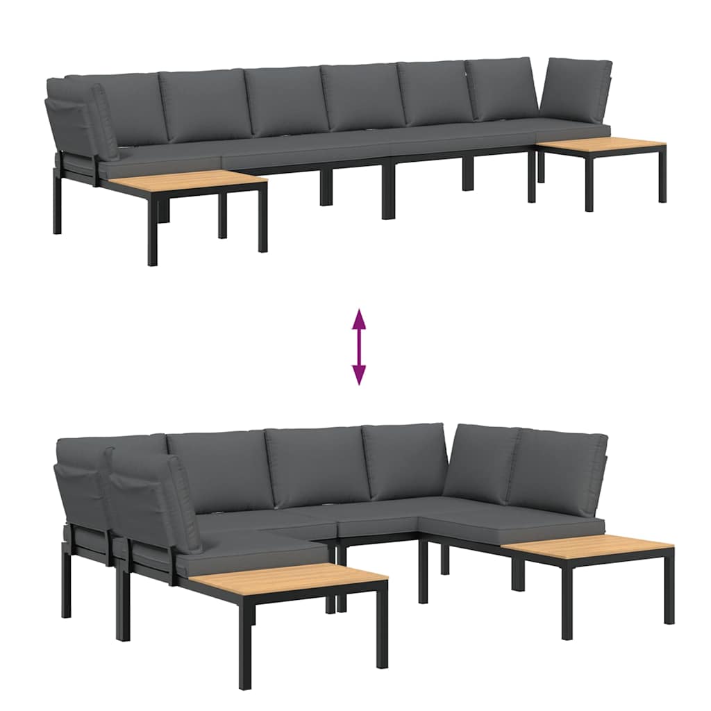 4-dijelni set vrtnih sofa s jastucima crni aluminijski