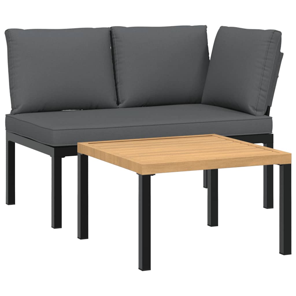 2-dijelni set vrtnih sofa s jastucima crni aluminijski