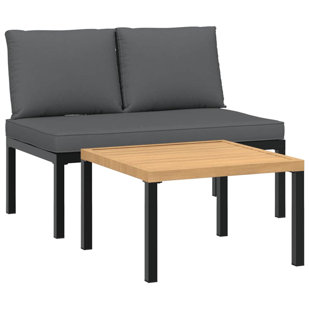 2-dijelni set vrtnih sofa s jastucima crni aluminijski