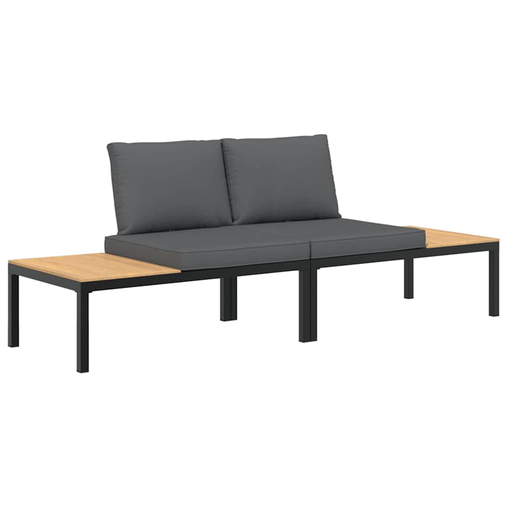2-dijelni set vrtnih sofa s jastucima crni aluminijski