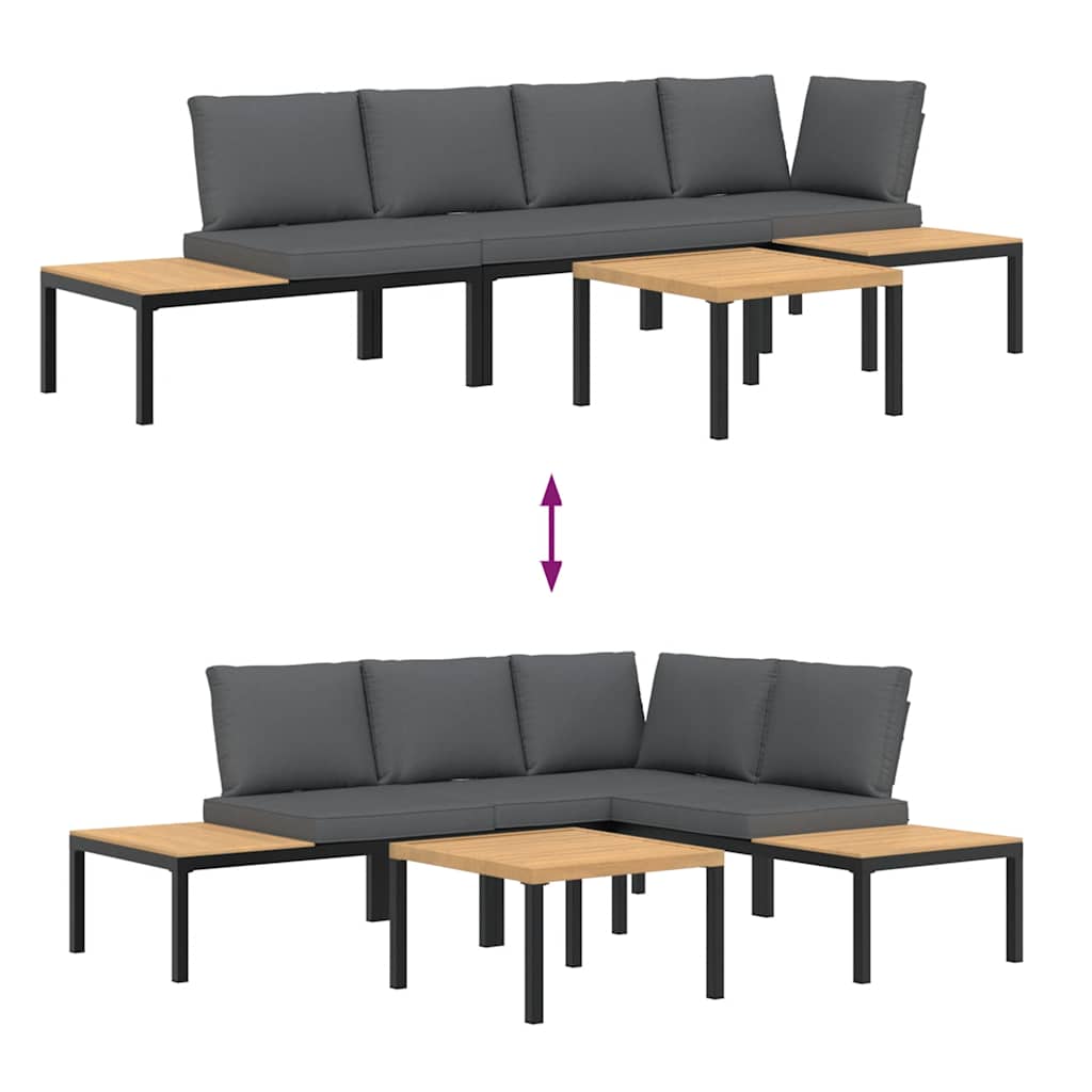 4-dijelni set vrtnih sofa s jastucima crni aluminijski
